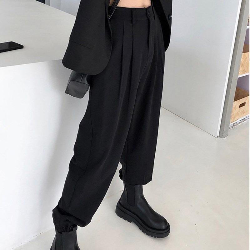 

Women' Pants & Capris Casual Women' High Waist Harem Cargo All-match Baggy Korean Style Office Ladies Tailoring Trousers BlackWomen, Black