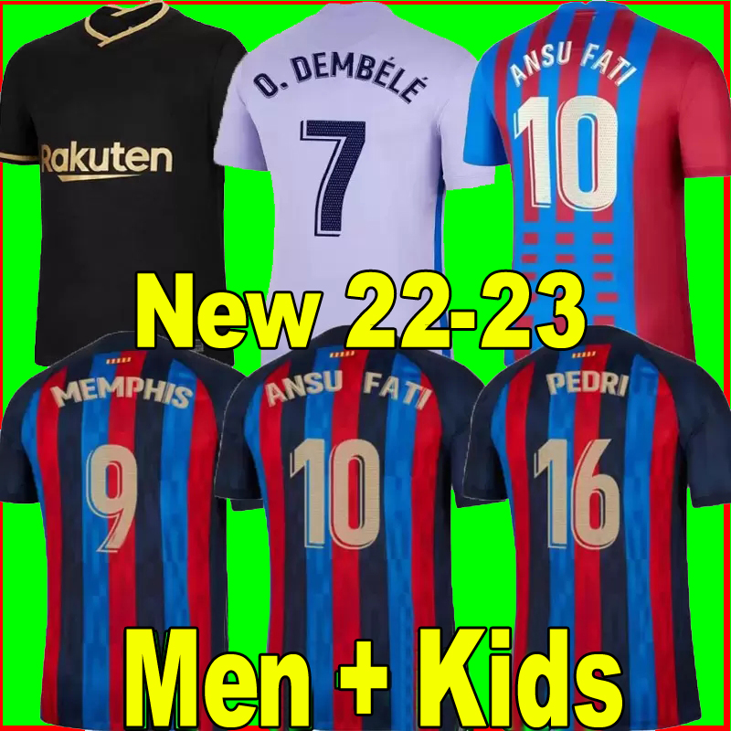 

21 22 23 home away PEDRI soccer jersey ADAMA GAVI camiseta de futbol R. ARAUJO 2022 2023 Barcelona FC ANSU FATI MEMPHIS DEST football shirt men kit kids equipments, 22-23 home kids