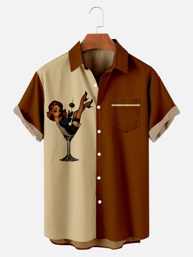 

Men's Casual Shirts Short Sleeve 3D Shirt Blackjack Girl Print Tops With Pocket Oversize For Men And WomenMen's, Ql07902a02