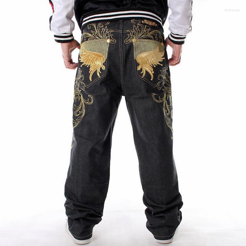 

Men's Jeans Men Denim Pants Loose Streetwears Hip Hop Casual Embroidery Skateboard Baggy For Plus Size Jean TrousersMen's Bert22, Black