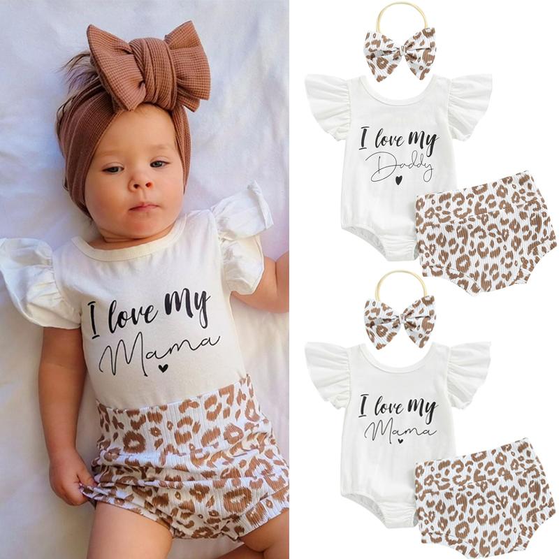 

Clothing Sets Style Mother's/father's Day Baby Girls Boys Cute Clothes 3pcs Letter Sleeve Romper Leopard Shorts HeadbandClothing Clo, Father day