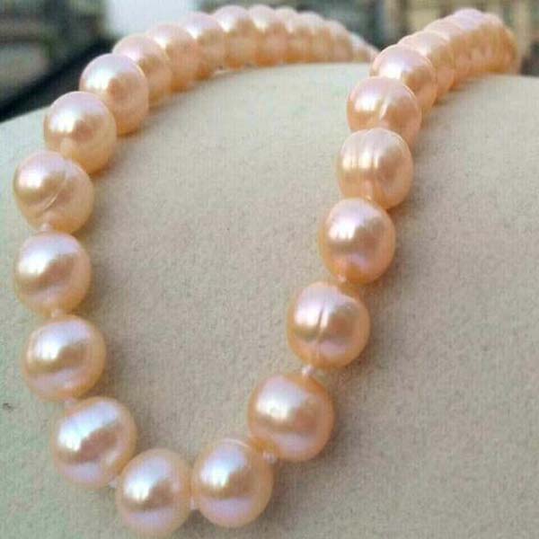

Handmade 9-10mm Natural South Sea Gold Pink Pearl Necklace