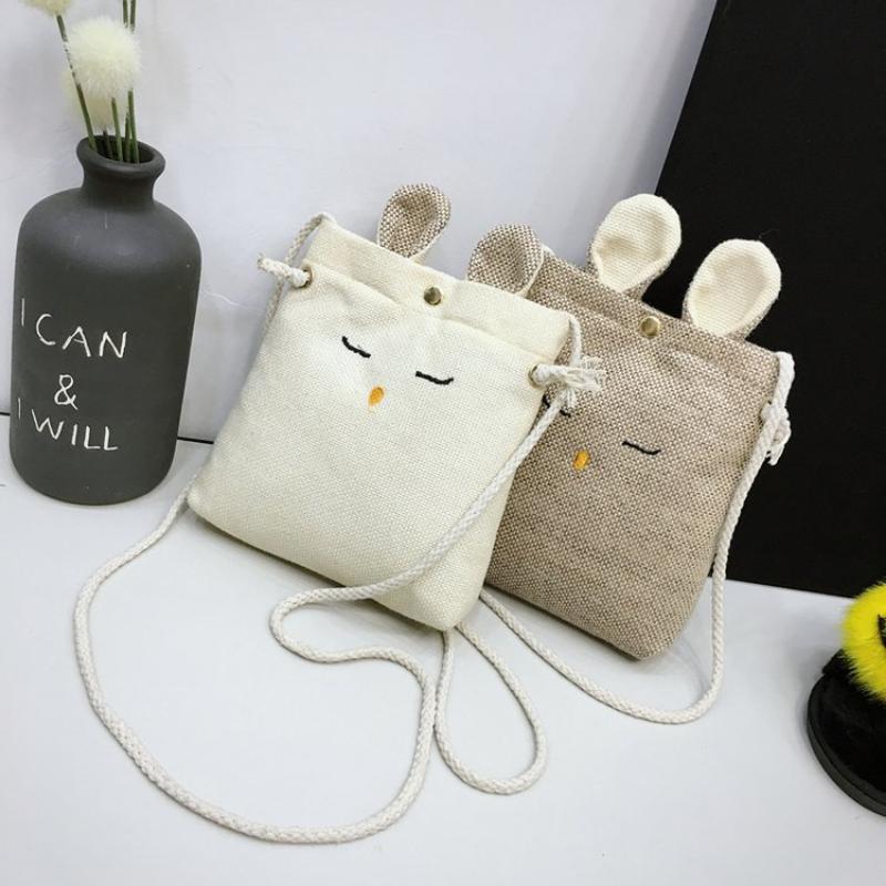 

Evening Bags 2022 Women Handbag Girl Canvas Shoulder Mini Cartoon Phone Bag Crossbody Purses And Handbags, White