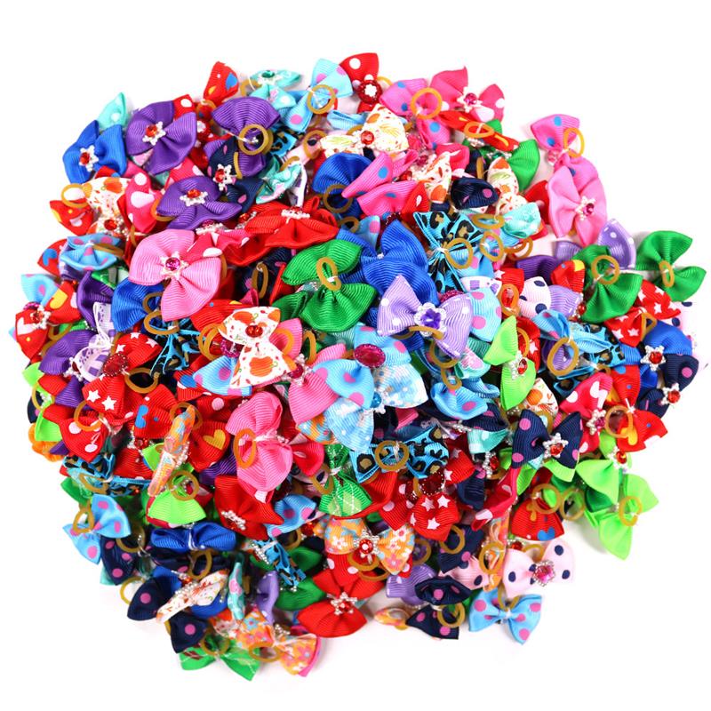 

Fashion Dog Bows Diamond Dot Style Dog Hair Accessories Small Dog Cat Bow Tie Cat Hair Bows Bowties Hair Ornaments 100pcs, Mixed color