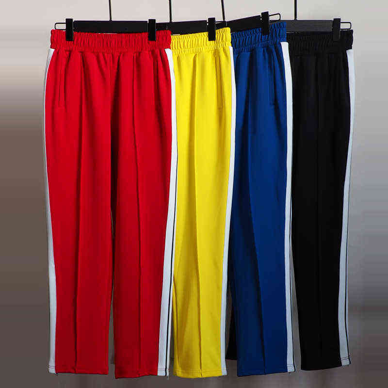 

Mens Designer Casual Pants Retro White Contrast Color Ribbon Striped Couples Same Style Fashion Straight Sweaterpants, Multi