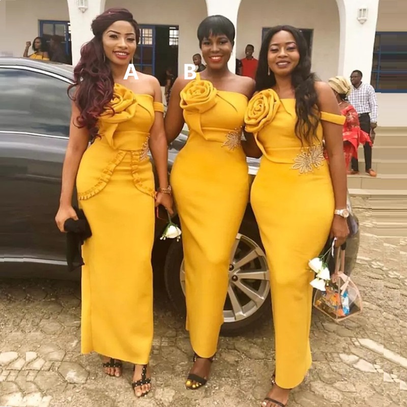 

Off the Shoulder Yellow Bridesmaid Dress Wedding Evening Gown Formals Mermaid Long Backless Plus Size Prom Gowns Beautiful Wear