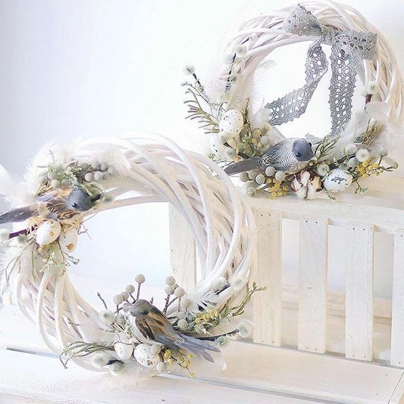 

Decorative Flowers & Wreaths 10-30cm White Rattan Wreath Ring DIY Easter Egg Decor Artificial Flower Garland Happy Party Gifts Wedding Home, 10cm