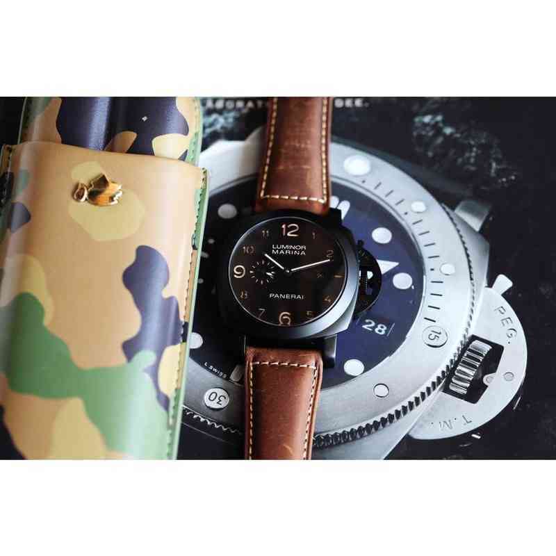 

Luxury Mechanical Movement Watch Panera Swiss Automatic Sapphire Mirror Size 44mm 13mm Imported Leather band Brand Designers es Wrist T4CA, Khaki