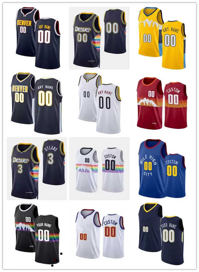 

Screen Print 75th Custom Mens Womens Denver''Nuggets''Nikola 15 Jokic''Jamal 27 Murray 50 Aaron Gordon 1 Michael Porter Jr. Basketball Jerseys, Color