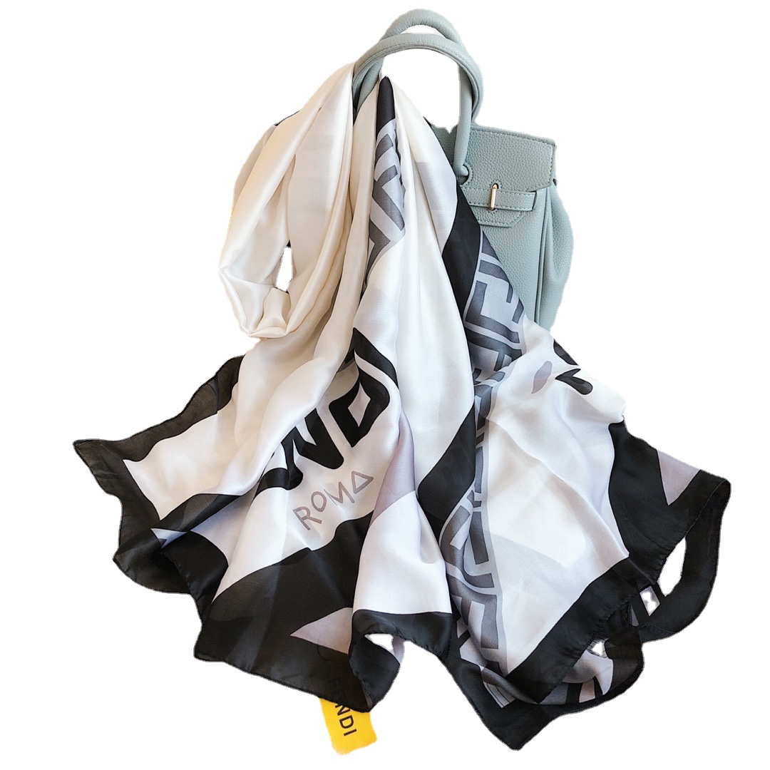 

22ss 23style 90-180cm Fashion Summer Spring Letter Scarves Pashmina Wraps Classic Long Shawl Print Silk Satin Wrap Head Bandana