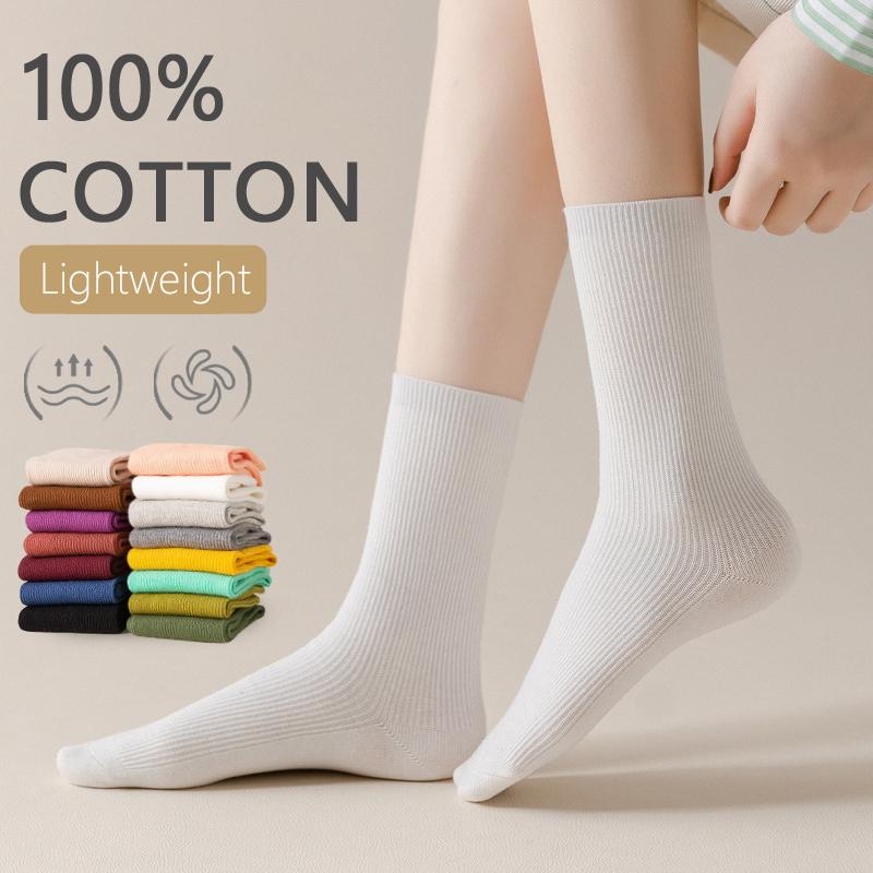

Socks & Hosiery Four Seasons Thin Loose Women Fashion Students Solid Colors Soft Breathable Long High School Girls SocksSocks, Combination 22