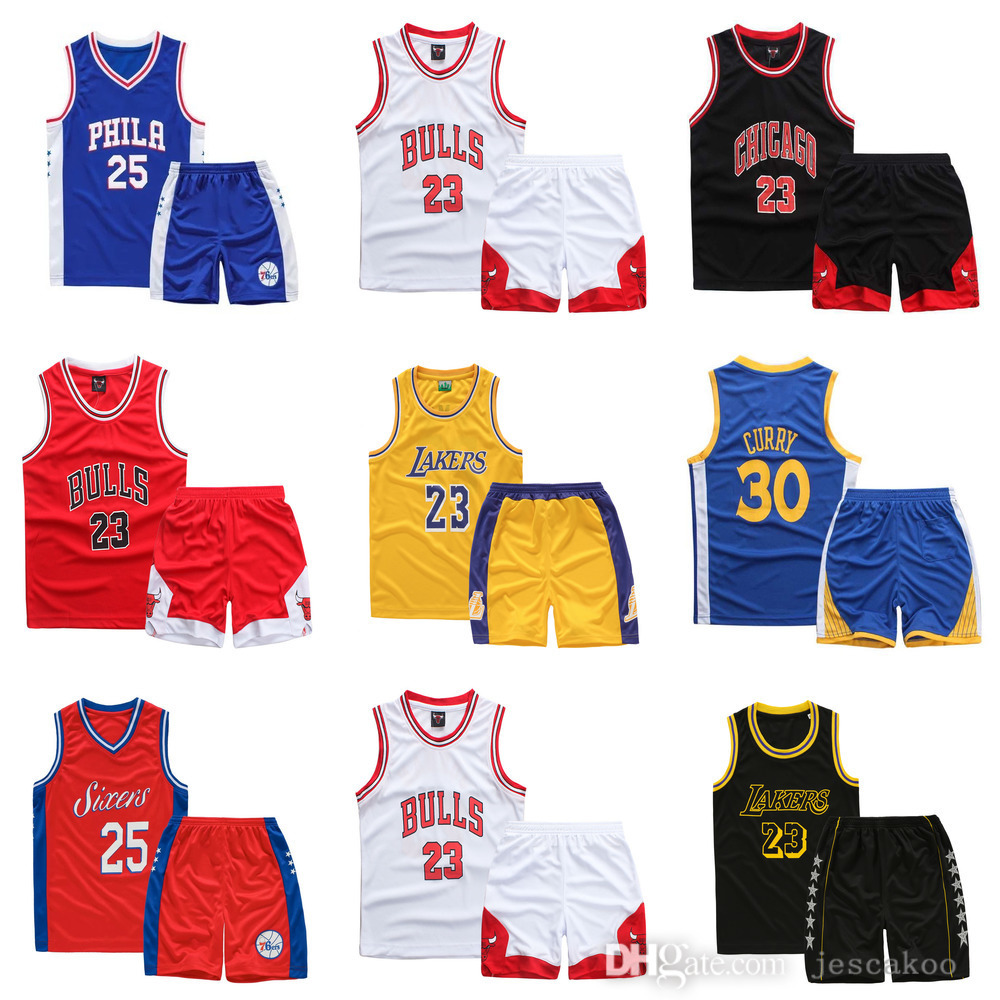 

Summer Childrens Jerseys Basketball Suit Designers Outdoor Tracksuits Sexy Vest Shorts Set Quick Drying 2 Piece Set Sportswear, Yellow#23