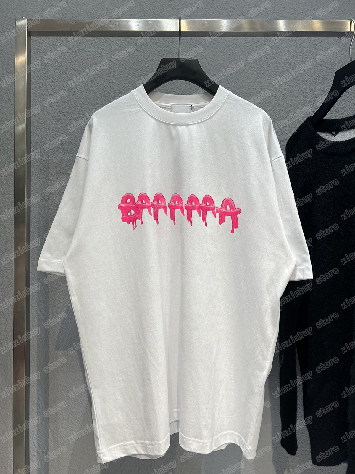 

22ss Men Women Designers t shirt Graffiti letters Paris print short sleeve Crew Neck Streetwear black gray white xinxinbuy XS-L