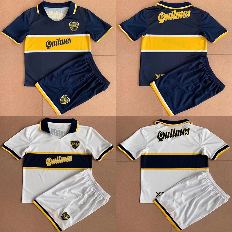 

96 97 Boca Juniors Retro Soccer Jerseys Kid Kit Maradona CANIGGIA ROMAN Home Blue Away White Vintage Jersey For Child, 96/97 home kid
