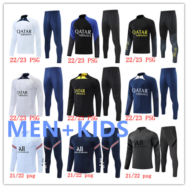 

22 23 PSGS tracksuit kids and men training suit long sleeve Football soccer Jersey kit uniform chandal adult boys