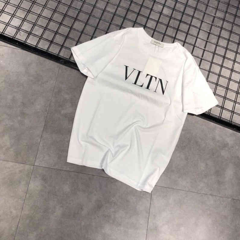 

New Designer New Warren Vlts Spring And Summer Round Neck Short Sve Loose Vltn Men And Women Lovers Pure Cotton Information T-shirt Fashion Brand, White black letters warren