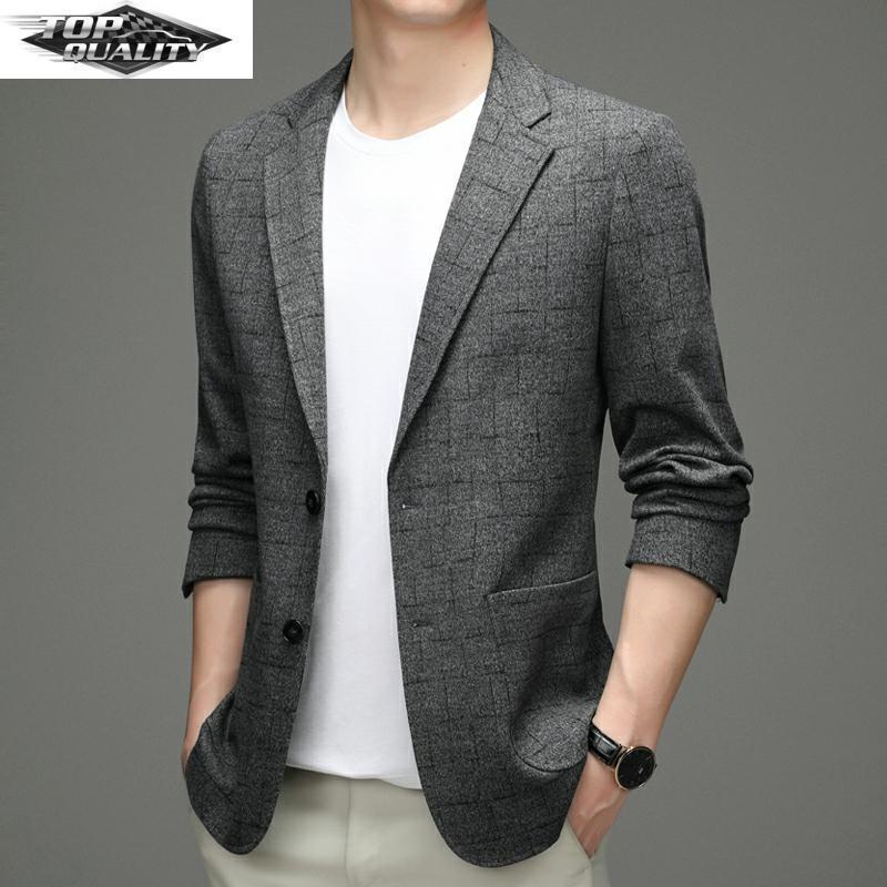 

Men's Suits & Blazers High End Designer Casual Fashion Plaid Smart Slim Fit Party Blazer Suite Jacket Elegant Mens Clothing 2022Men's Blazer, Grey