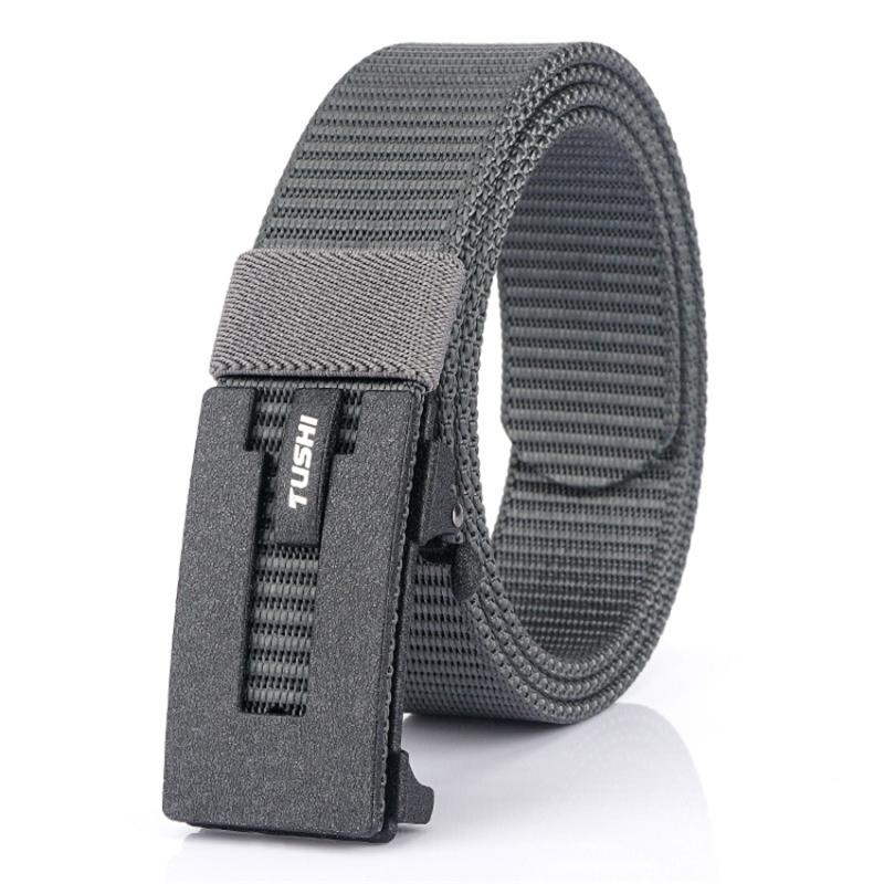 

Belts Brand Fashion Nylon Men Belt Alloy Automatic Buckle Casual Canvas Trousers Tank Pattern Designer Male Waist Strap, Black