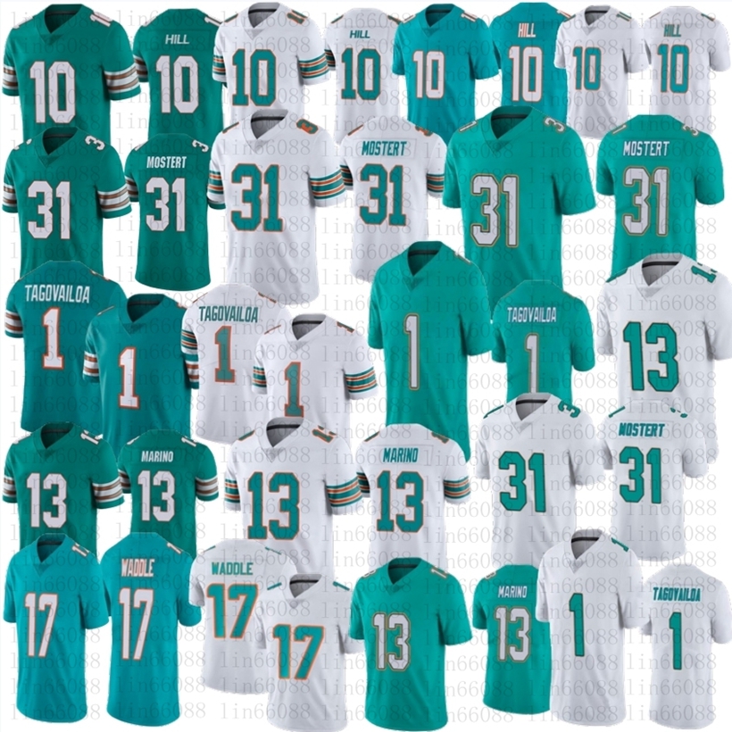 

Men 10 Tyreek Hill football jerseys stitched 1 Tua Tagovailoa 13 Dan Marino 17 Jaylen Waddle Jersey, White