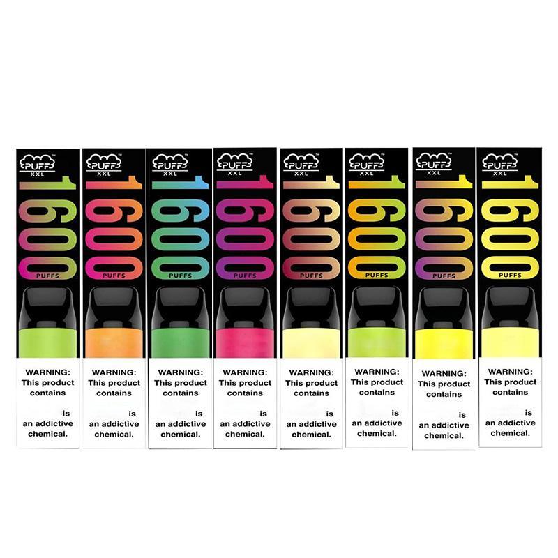 

Disposable Vape Pen Puff XXL 1600 Puffs Bar E Cigarette Device With Security Codes 6.5ml 1000mAh Pre-Filled Big Vapor Kit plus