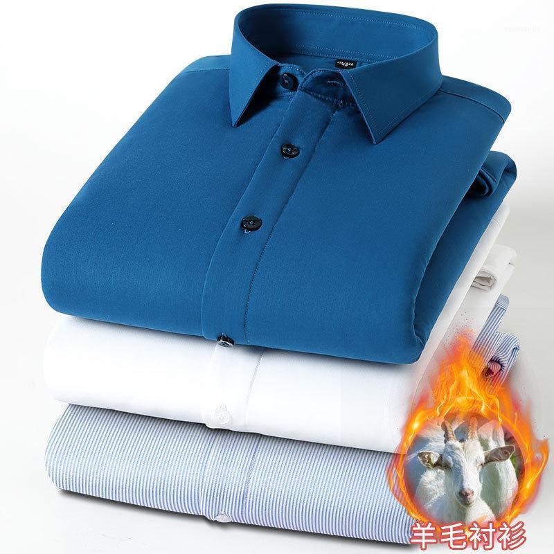 

Men's Winter Fashion Striped Shirt 2022 Long Sleeve Cashmere Warm Dress High Quality Business Casual Shirts 38-44, 8916