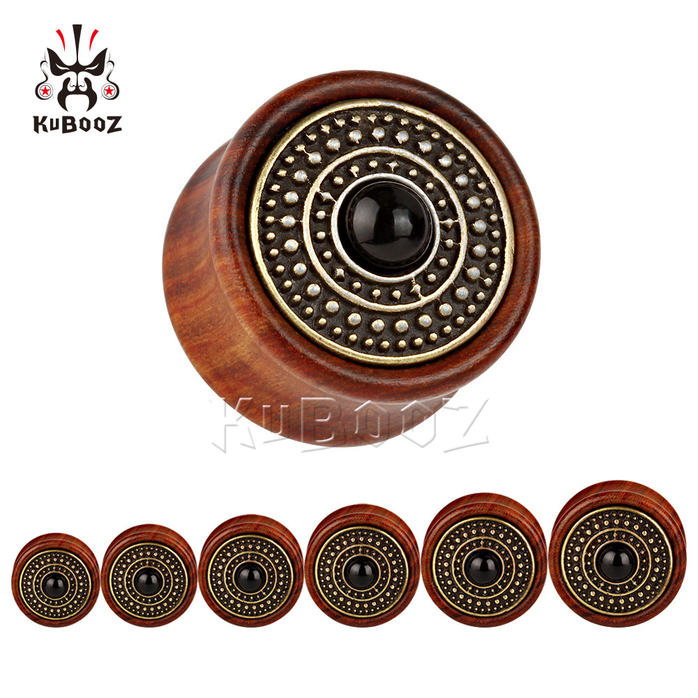 

KUBOOZ Wood Dots Ear Plug Tunnels Body Piercing Jewelry Earring Gauges Stretcher Expander Wholesale 8-25mm 48PCS