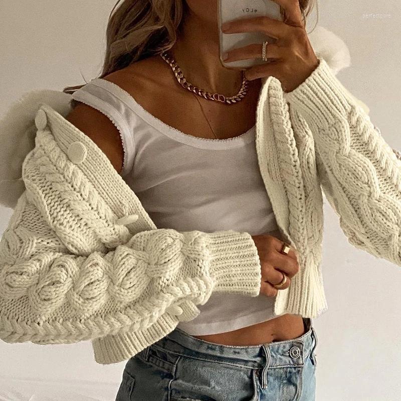 

Women's Knits & Tees 2022 Fashion Women Cardigan Sweaters Whit Fur Trim Collar Casual Streetwear Y2K Short Knitwear Tops Warm Winter Sweater, Beige