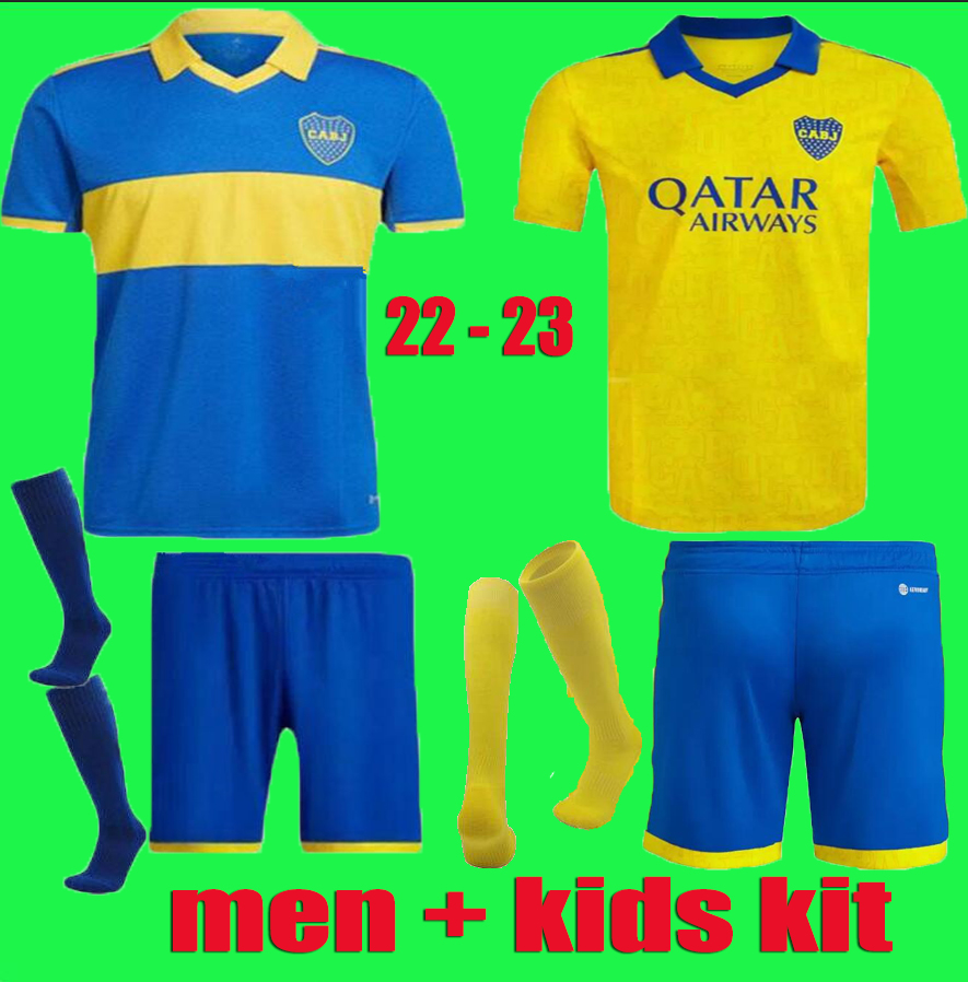 

Men kids kit 22 23 Boca Juniors soccer Jersey fans player version Camiseta 2022 2023 VILLA SALVIO MEDINA VARELA Tercera Yellow Salvio Pavon football shirt