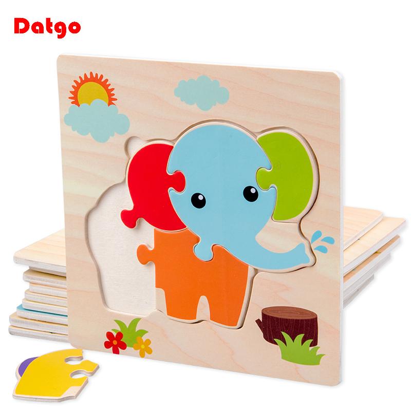 

Paintings Baby Wooden 3D Puzzles Tangram Shapes Learning Educational Cartoon Animal Intelligence Jigsaw Toys For Children Gift