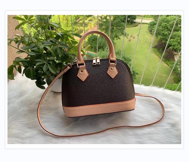 

Alma BB Shell Bag luxury Designer handbags Women Shoulder Bags handbag With key Lock shoulder strap bags 001#988, Brown letter combination