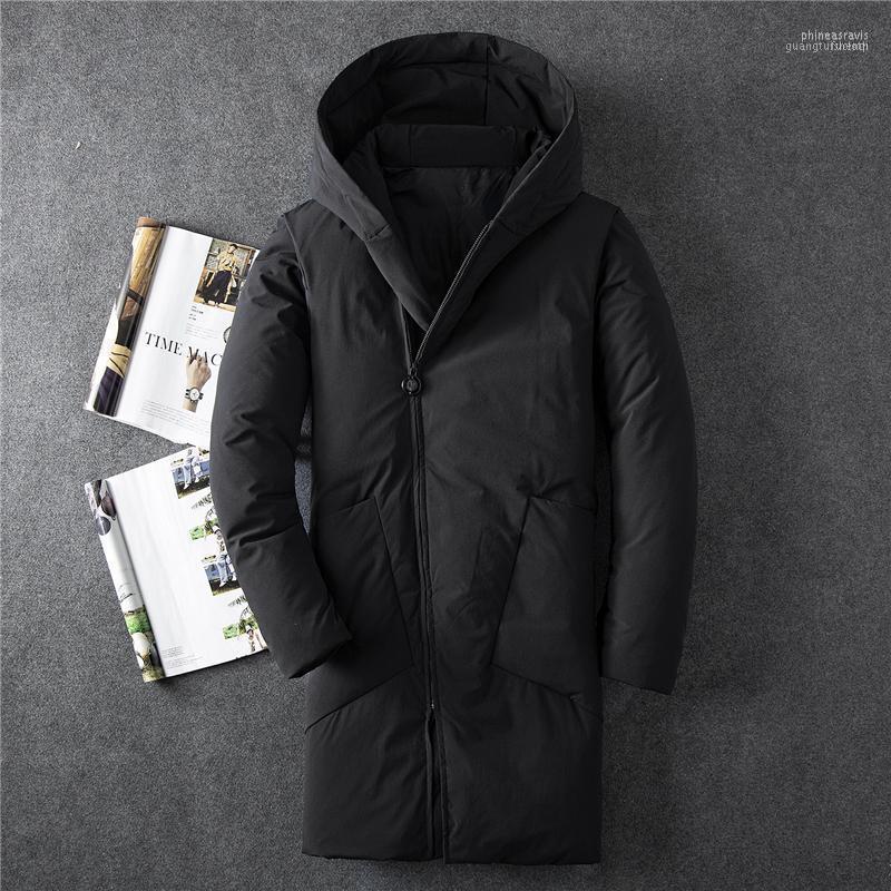 

Men's Down & Parkas Winter Black Coat Male Fashion Casual Two Pocket Medium Long Duck Jacket Men Solid Color Hooded Jacket1 Phin22