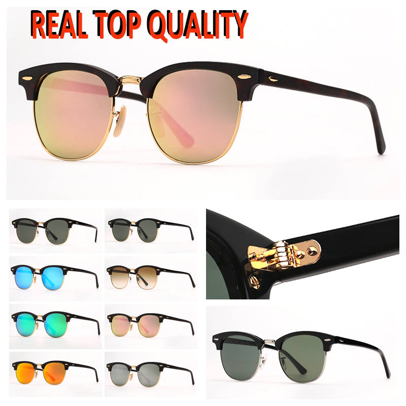 

Womens Mens Sunglasses Fashion Vintage Sunglasses Half Frame Sun glasses UV Protection Glass Lenses with Leather Case and Retail Package