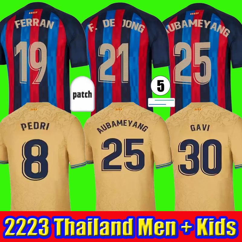 

ANSU FATI 2223 LEWANDOWSKI Camisetas de football soccer jersey 21 22 23 PEDRI Kun Aguero ADAMA FERRAN barcelonas GRIEZMANN F. DE JONG DEST shirt men kid kit TOPS, 2223 home kid +sock