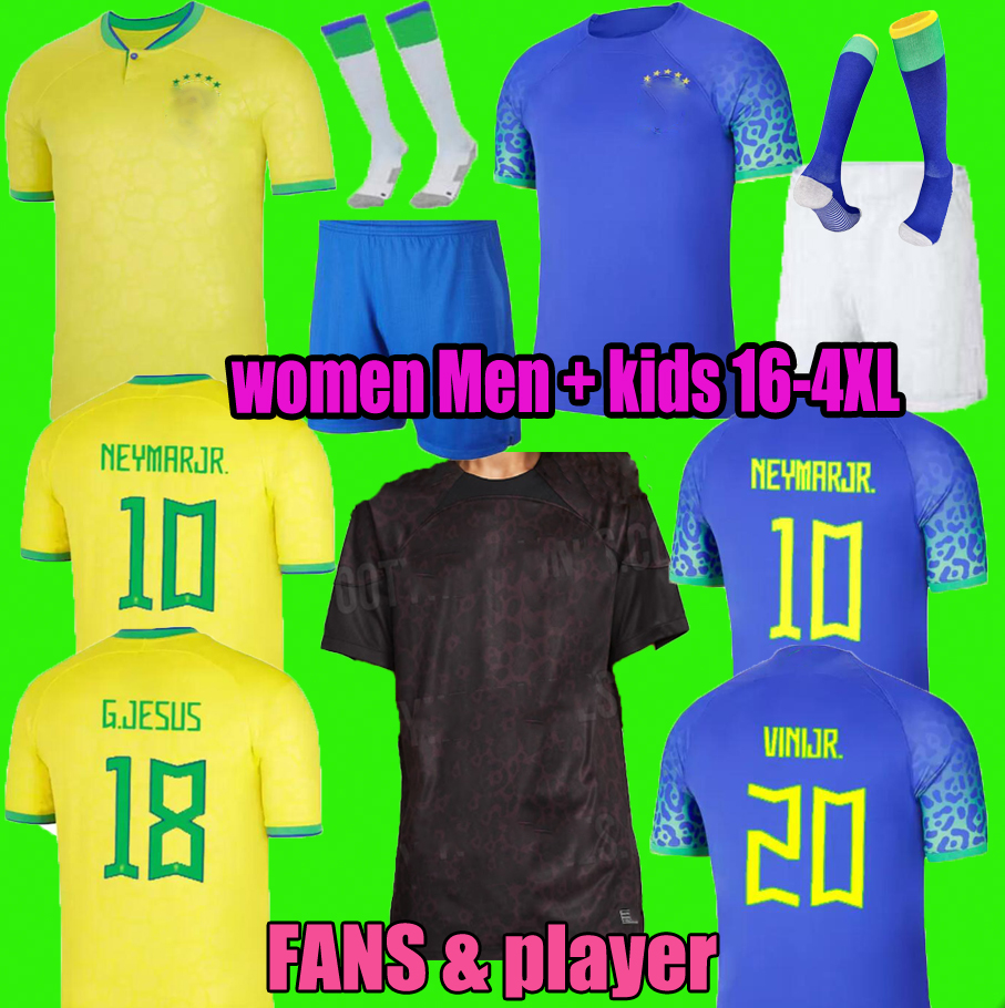 

player fans 2022 soccer jersey PAQUETA BRAZILS NERES COUTINHO football shirt JESUS MARCELO PELE CASEMIRO brasil 22 23 maillots football women men and kids, Shirts