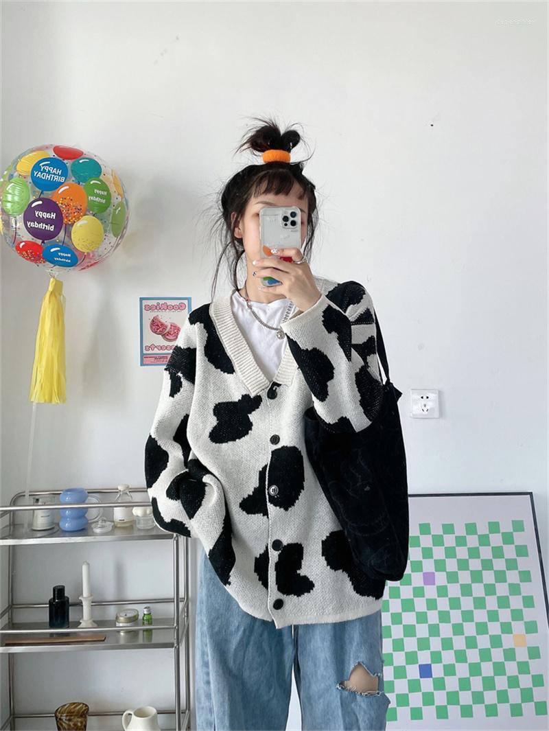 

Women's Knits & Tees Lazy Style Retro Jacquard Loose Long-sleeved Knitted Sweater Depe22, Black