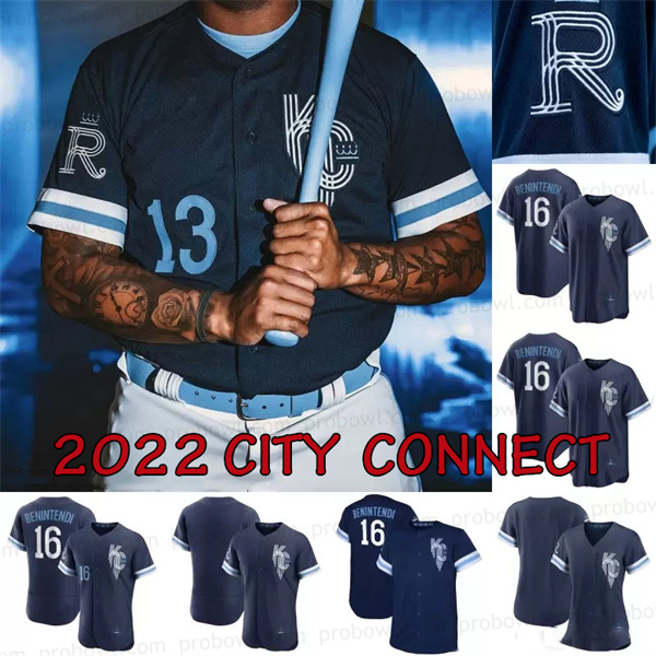 

16 Andrew Benintendi 2022 City Connect Jersey Royals Bobby Witt Jr. Kansas City Salvador Perez Whit Merrifield Hunter Dozier Gabe Speier Zack Greinke Brad Keller, Flexbase grey