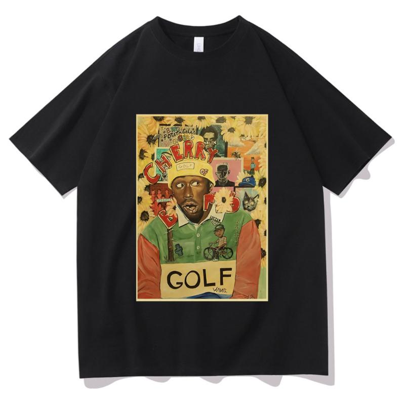

Men' T-Shirts Tyler The Creator Golf Wang Flower Boy Cat Rap Music OFWGKTA Skate Men T-shirt Women Hip Hop Tshirt Short Sleeve, Green