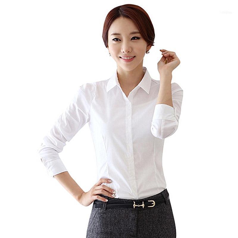 

Basic White Blouse Shirt For Women Long Sleeve Turn Down Collar Office Lady Work Formal Shirts Casual Tops Blouses Female 2022 Women