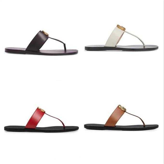 

2022 Summer luxury g Sandals Designer women Flip flops Slipper Fashion Genuine Leather slides Metal Chain Ladies Casual shoes, Red
