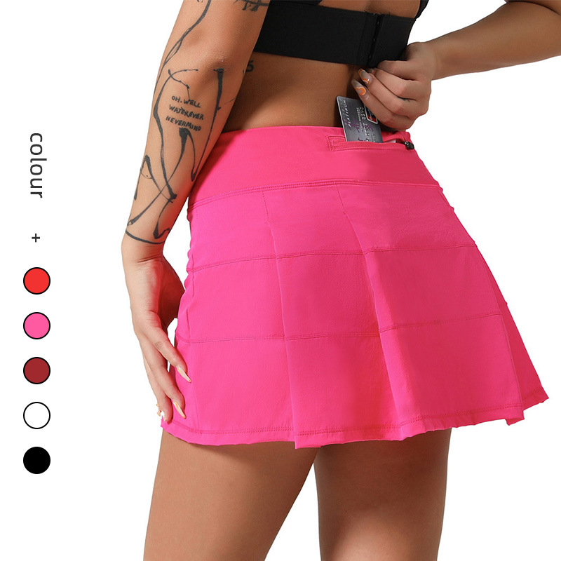 

Women Skirts Tennis Skirts Pleated Yoga Skirt Gym Clothes Womens Designer Clothing Outdoor Sport Running Fitness Golf Pants Shorts Back Waist Pocket, Red