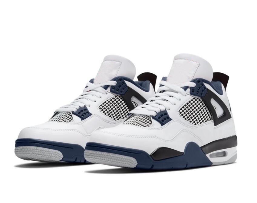 4 Midnight Navy Mens Basketball Shoes womens 4s White Midnight Navy-Light Smoke Grey-Fire Red Outdoor Trainers Sports Sneakers DH6927-140 With Bo