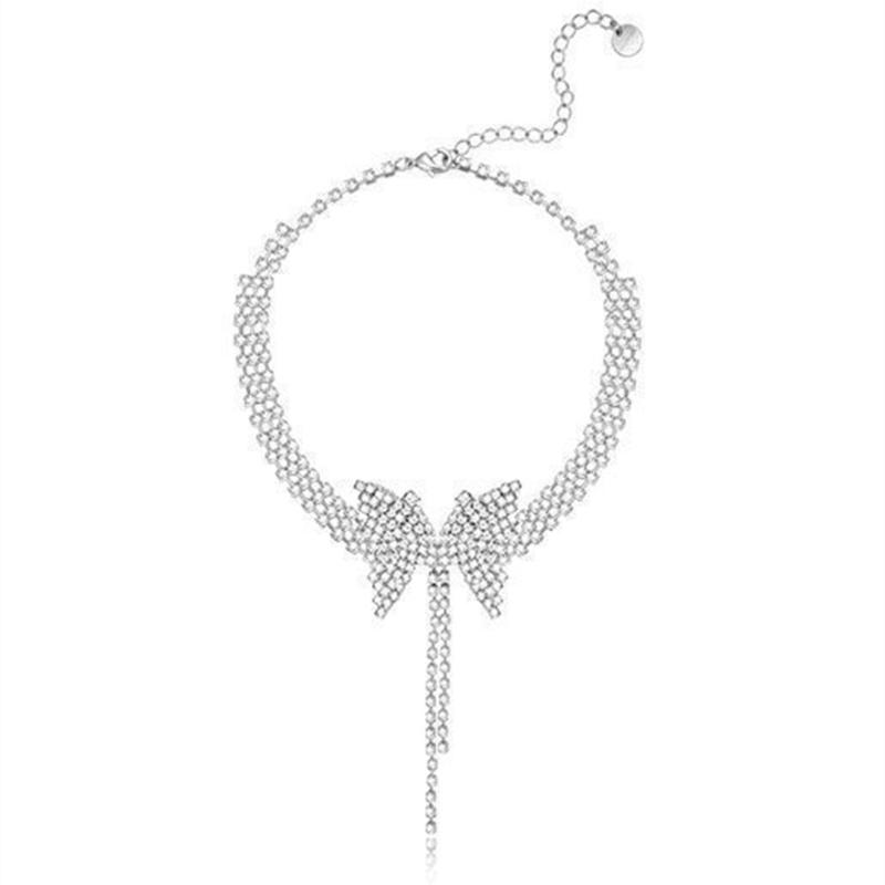 

Pendant Necklaces LuxHoney Romantic Ins Style Bright Rhinestone Tassel Butterfly Choker Necklace For Women Bride In Wedding Engagement Party