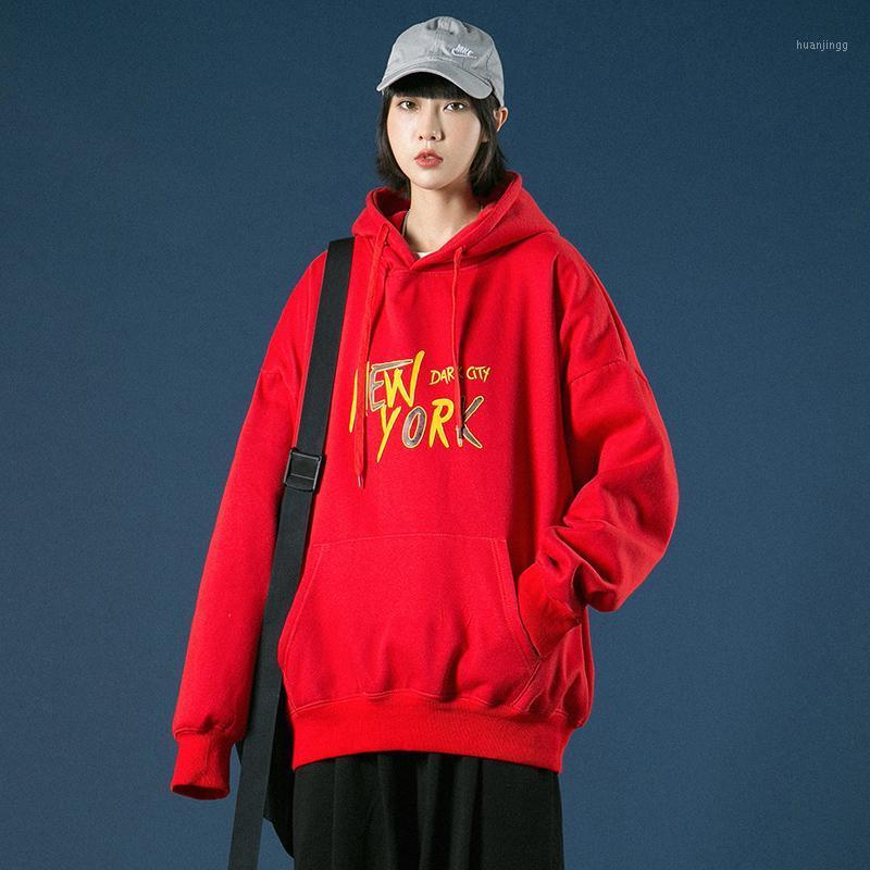 

York Letter Print Hoodies For Womens Autumn Harajuku Fashion Streetwear Oversized Sweatshirts With Hooded Plus Size Pullover Women's &, Red