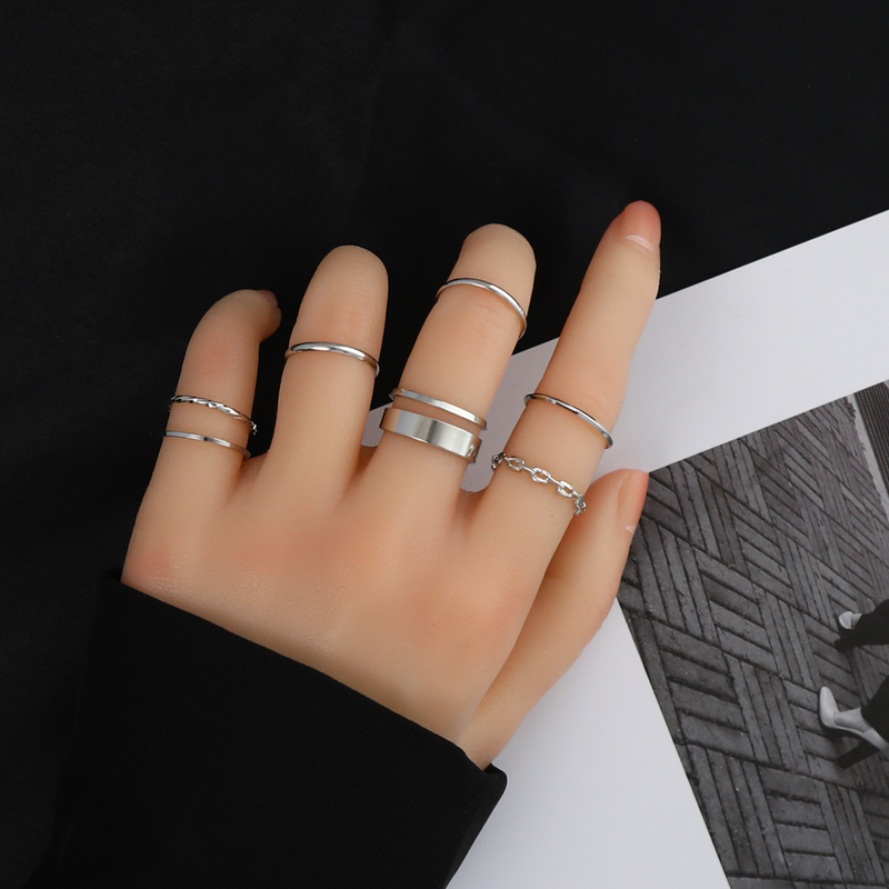 

LATS 7 Pcs Punk Twist Joint Ring Sets for Women Hiphop Minimalist Gold Silver Color Geometric Rings Party Fashion Jewelry Gifts 220716