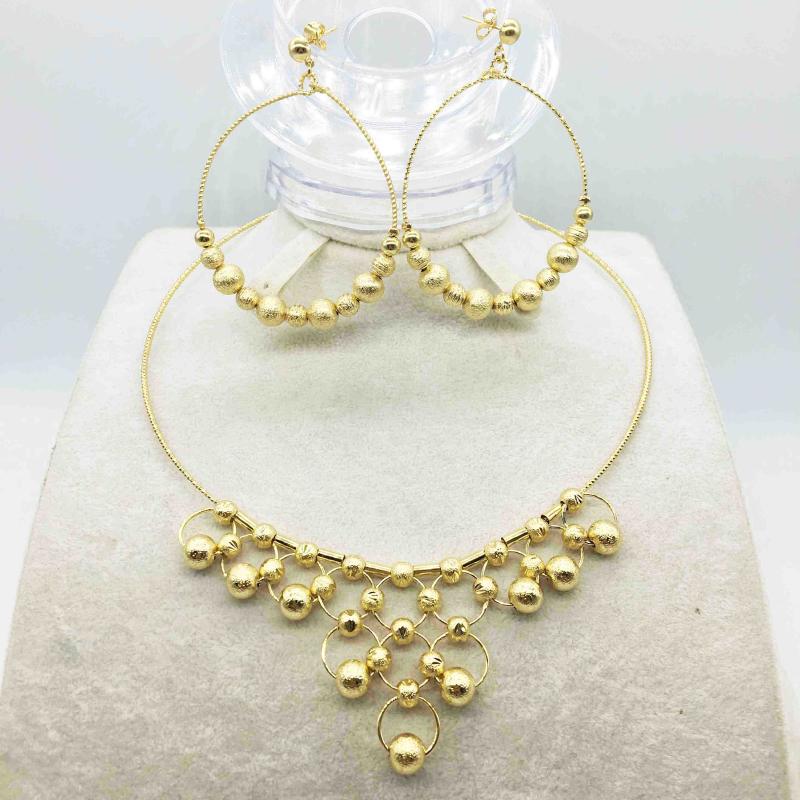 

Earrings & Necklace African Jewelry Selling Charm Women Dubai Gold For Women's Wedding Bride Set Travel SetEarrings, As pic