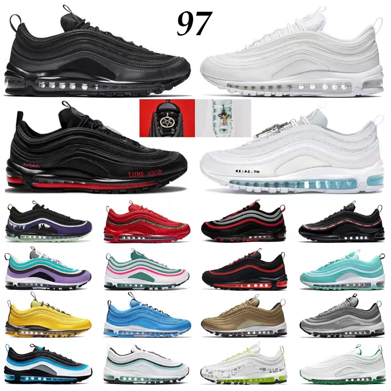 

2022 97 Running Shoes Men Women 97s Triple Black White Red Leopard Silver Bullet Sean Wotherspoon Reflective Bred Mens Trainers Sports Sneakers Size 36-45, ...