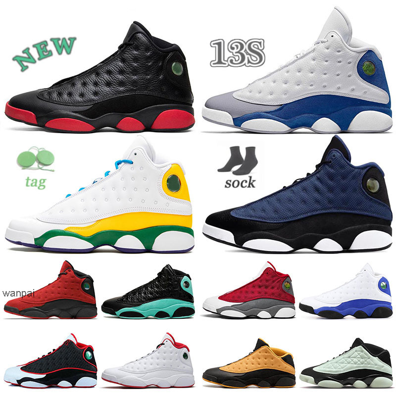 

2022 New mens 13s sneaker french blue baketball shoes 13 jumpman gold glitter olive green playgreen DMP flint obsidiant dark powder, A52 40-47 brave blue