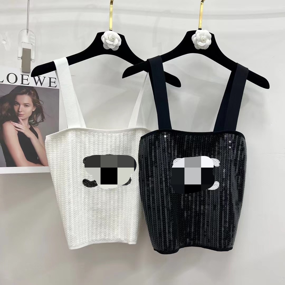 519 2022 Milan Runway Summer Brand Same Style T Shirt Crew Neck Black White Sleeveless High Quality Womens Pullover yidao