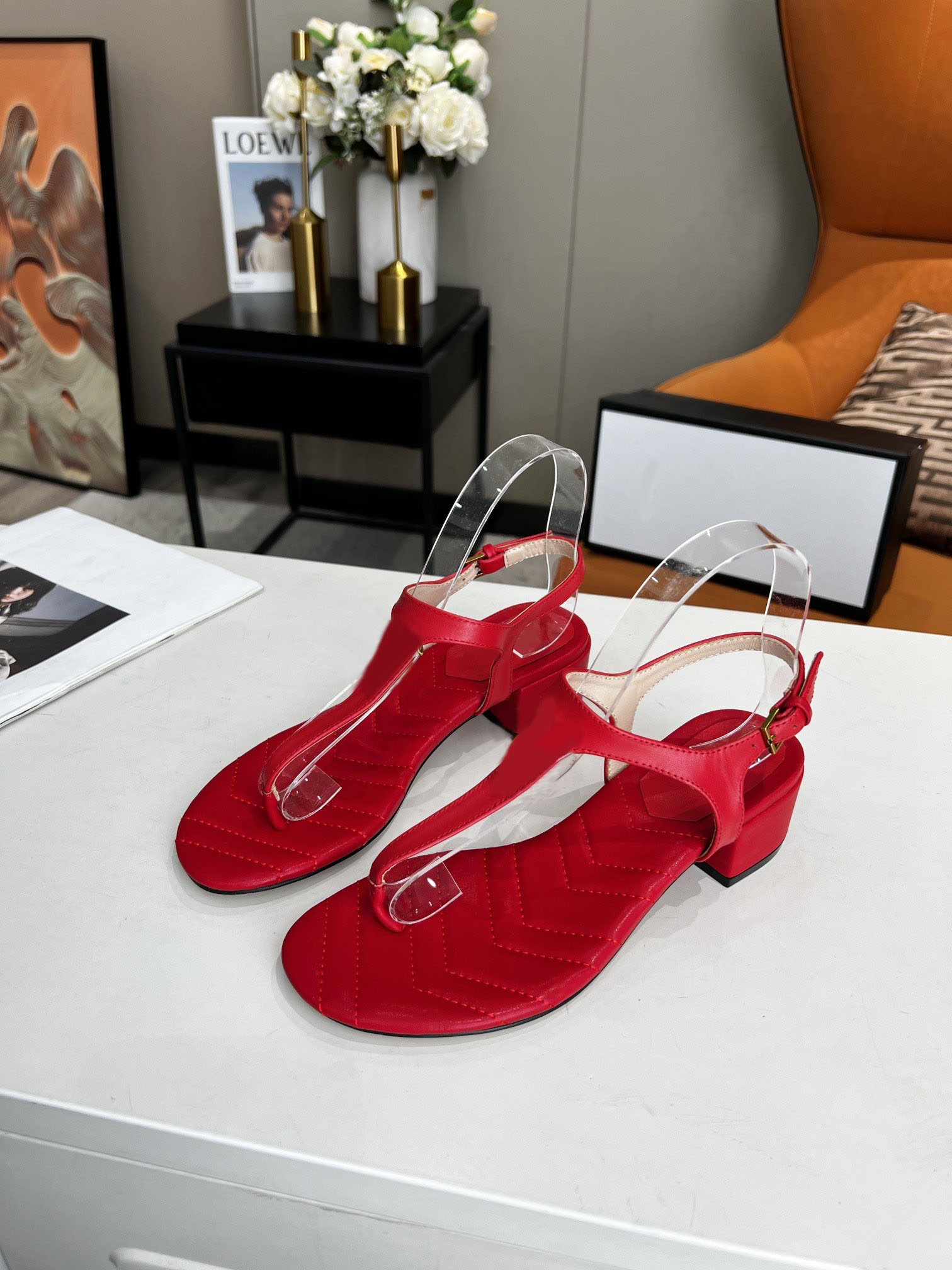 

Summer Fashion Women Aria Sandals Shoes White Pink Black Leather Luminous gold-tone Elegant Sandalias Ankle Buckle Closure Comfort Footwear with box, Color#4