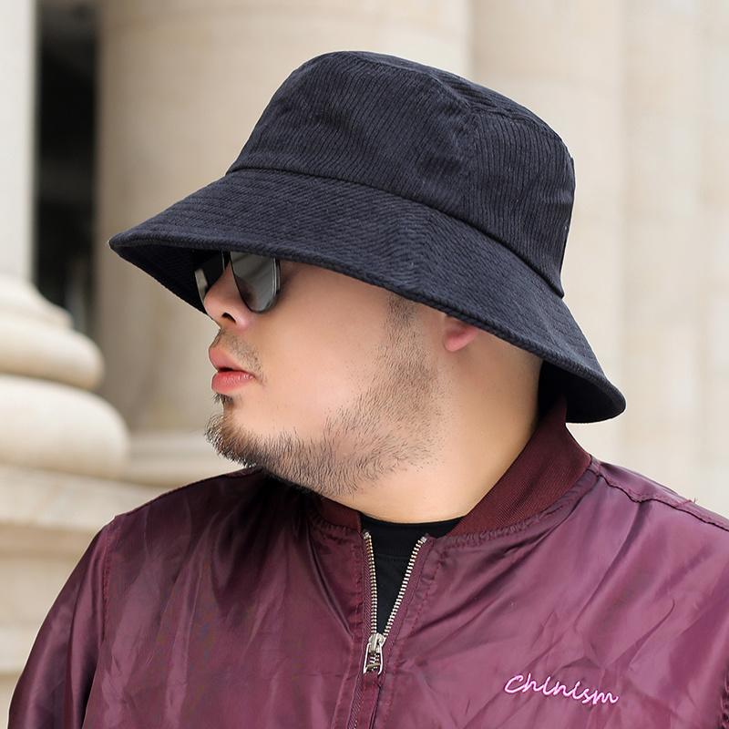 

Berets Winter Corduroy Fisherman Hat Big Head Man Women Plus Size Bucket Hats 54-58cm 58-63cmBerets, Black